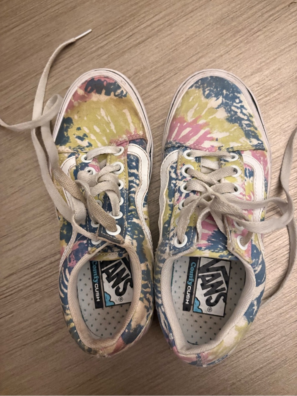 Vans Kids Tie-Dye Low Top Sneakers - Blue, Yellow, Pink